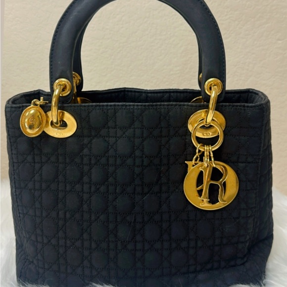 CHRISTIAN DIOR Black CANNAGE Quilted Canvas Mini LADY DIOR Bag - Picture 9 of 14